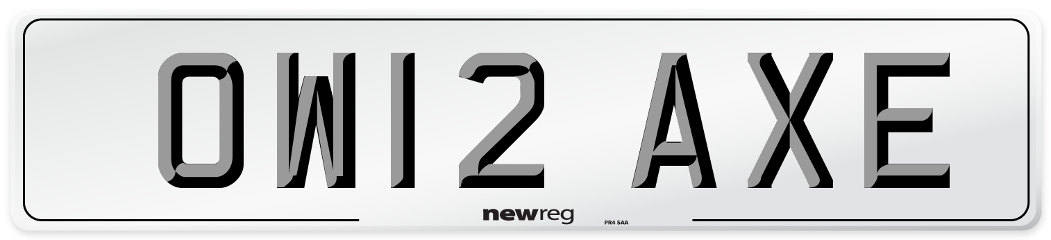 OW12 AXE Number Plate from New Reg